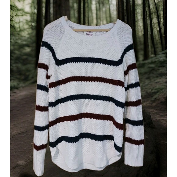 So Perfectly Soft PERFECT PULLOVER Women's Size  XL Striped Red & Blue Sweater - Picture 1 of 5
